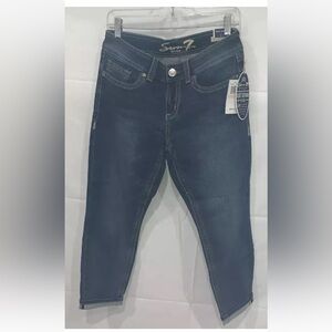 Women's Seven7 Blue Mid Rise Ankle Skinny With Release Hem Denim Jeans Sz 10